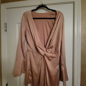 Elegant Nude Satin Dress